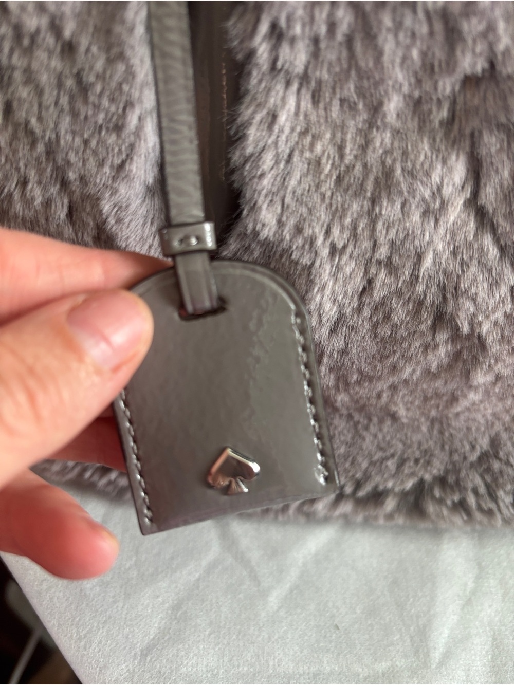 kate spade Gray  Fur Tote with Leather Handles - Picture 11 of 17